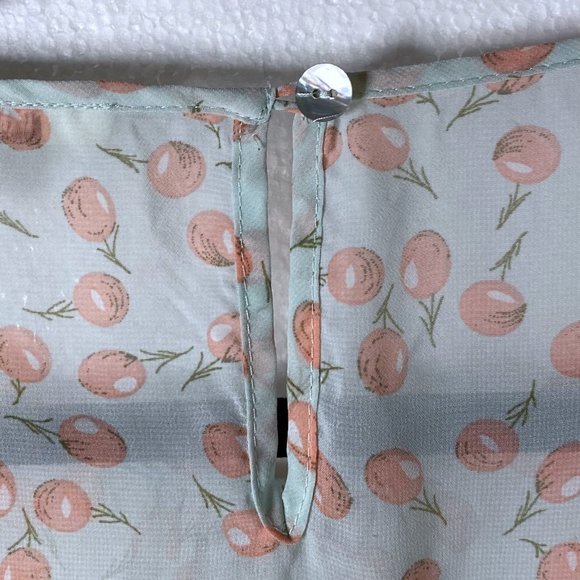 Daniel Rainn Sz XS Cherry Novelty Print Peplum Top - Picture 6 of 9